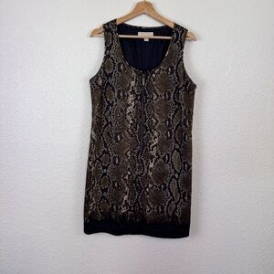Michael Kors Sleeveless Half Zip shift Dress in Snakeskin Size 10